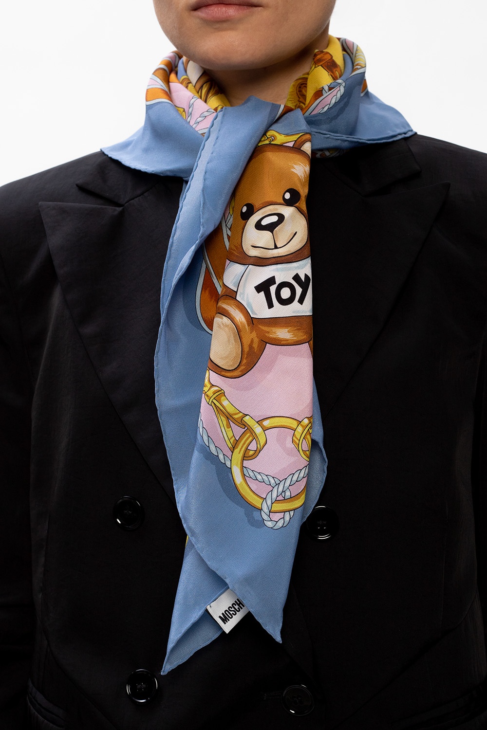 Moschino bear discount silk scarf